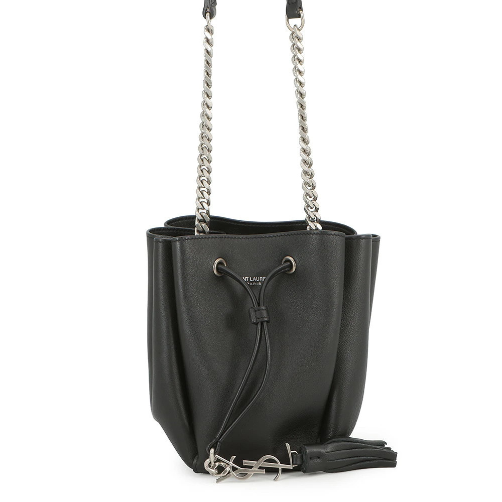 Saint Laurent Paris Shoulder Bag Monogram Boules Bucket Leather Black